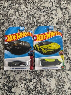 Hot Wheels Bundle — Black and Lime Green Lamborghini Models